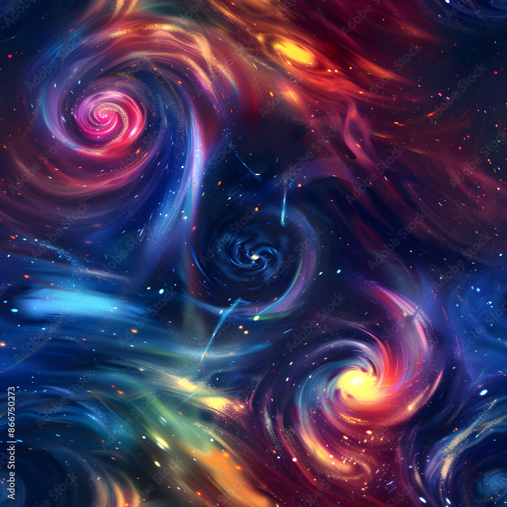 Leinwandbilder abstract space pattern with colorful nebula clouds forming spirals and a bright center