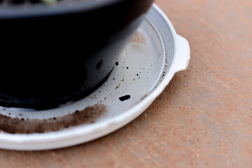 Abandoned plant pot with accumulated water. The location could be a potential focus for larvae of...