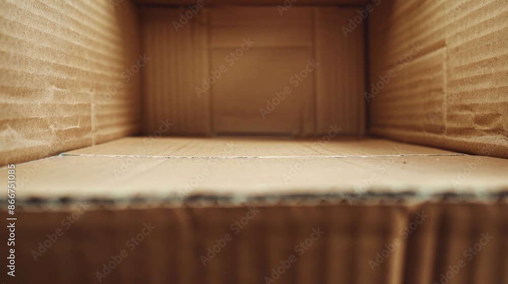Poster A cardboard box with the lid open, empty inside