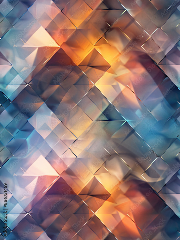 Poster geometric shapes creating a three-dimensional surface in a seamless pattern