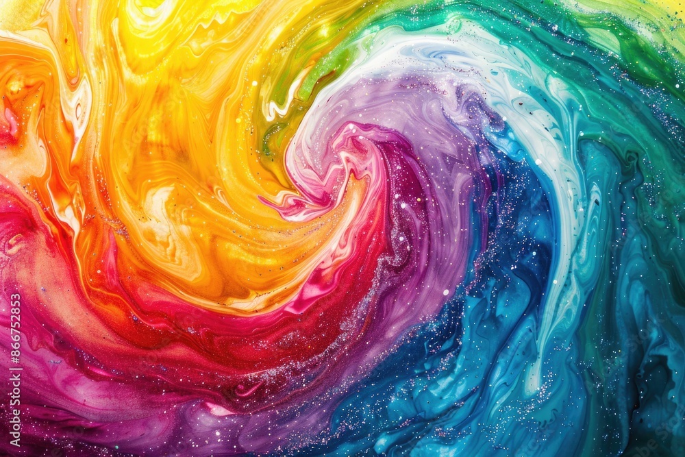 Poster a colorful swirl of paint on a dark-colored background, ideal for use in designs and illustrations
