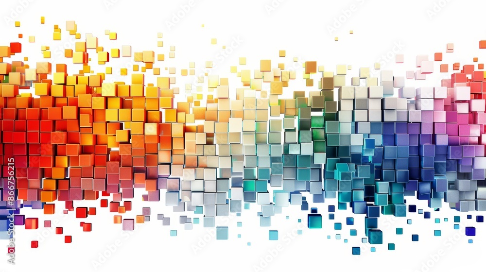 Poster abstract colorful pixelated wave pattern on a white background. perfect for technology, digital, or 
