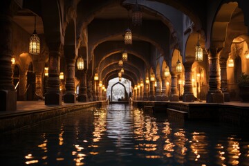 Marrakech, Morocco, public baths, like Ali Baba baths., generative IA