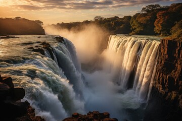 Fototapeta premium Falls Vitória, Zimbabwe, the Danger Point lookout, with spectacular views., generative IA