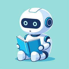 AI robot reading a book. vector illustration