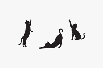 A black and white vector silhouette illustration of a cat 