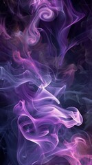 Obraz premium Purple and pink smoke creating beautiful shapes and swirls on a black background, perfect for any design project needing an abstract background