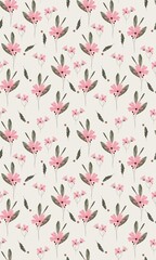 Beautiful pink seamless floral design with leaves