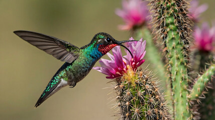 Obraz premium In Flight and Color. The Adult Male Broad-Billed Hummingbird