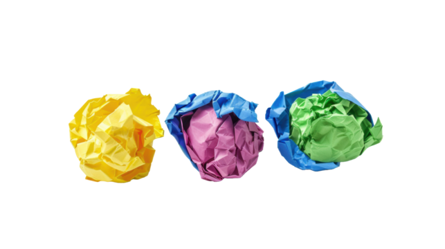 Isolated Colorful Crumpled Paper Balls