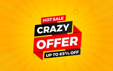 Crazy Offer Sale Background. Sale banner design template. Vector illustration. Market promotion banner and crazy discount announcement background vector illustration