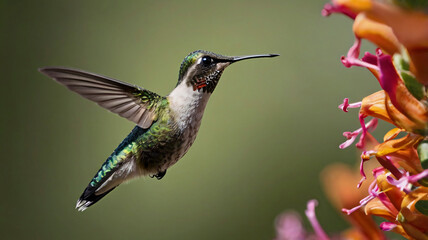 Fototapeta premium The Hummingbird Flying from the Flower