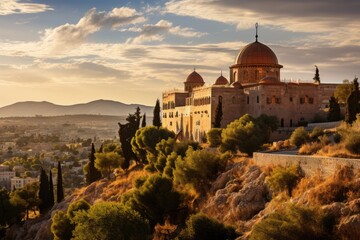 Fototapeta premium Jerusalem, Israel, Mount Zion (Mount Zion), with the tomb of King David and the last supper., generative IA