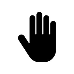 Black hand icon. Simple vector design. Minimalistic silhouette. Flat graphic symbol.