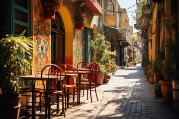 Naklejka premium Tel Aviv, Israel, the Florentin neighborhood, known for its art scene and street art., generative IA