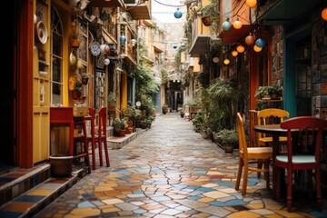 Tel Aviv, Israel, the Florentin neighborhood, known for its art scene and street art., generative IA