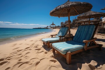 Obraz premium Hurghada, Egypt, the beaches of Hurghada, ideal for relaxing under the Egyptian sun., generative IA