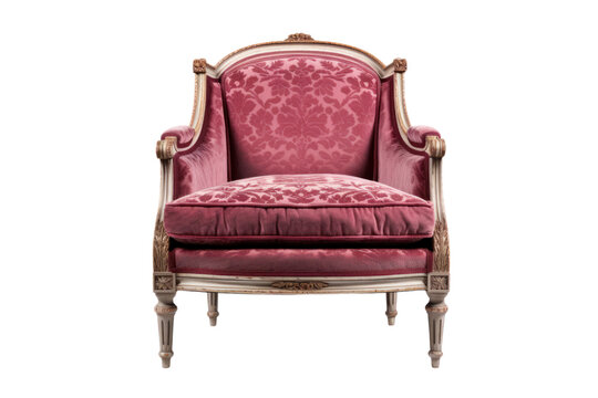 A Louis XVI armchair upholstered in rich velvet fabric, exuding opulence on a white background.