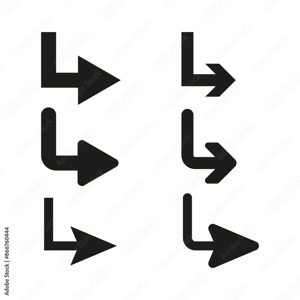 Poster arrow icons vector. black simple design. various direction symbols. basic geometric shapes.