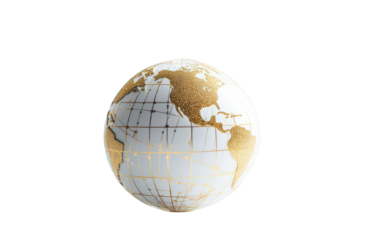 A globe resting on a white background, symbolizing the global reach and interconnectedness of modern business.