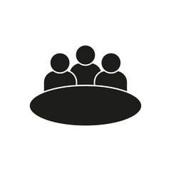 Team meeting icon. Black vector symbol. Group discussion illustration. Business collaboration.