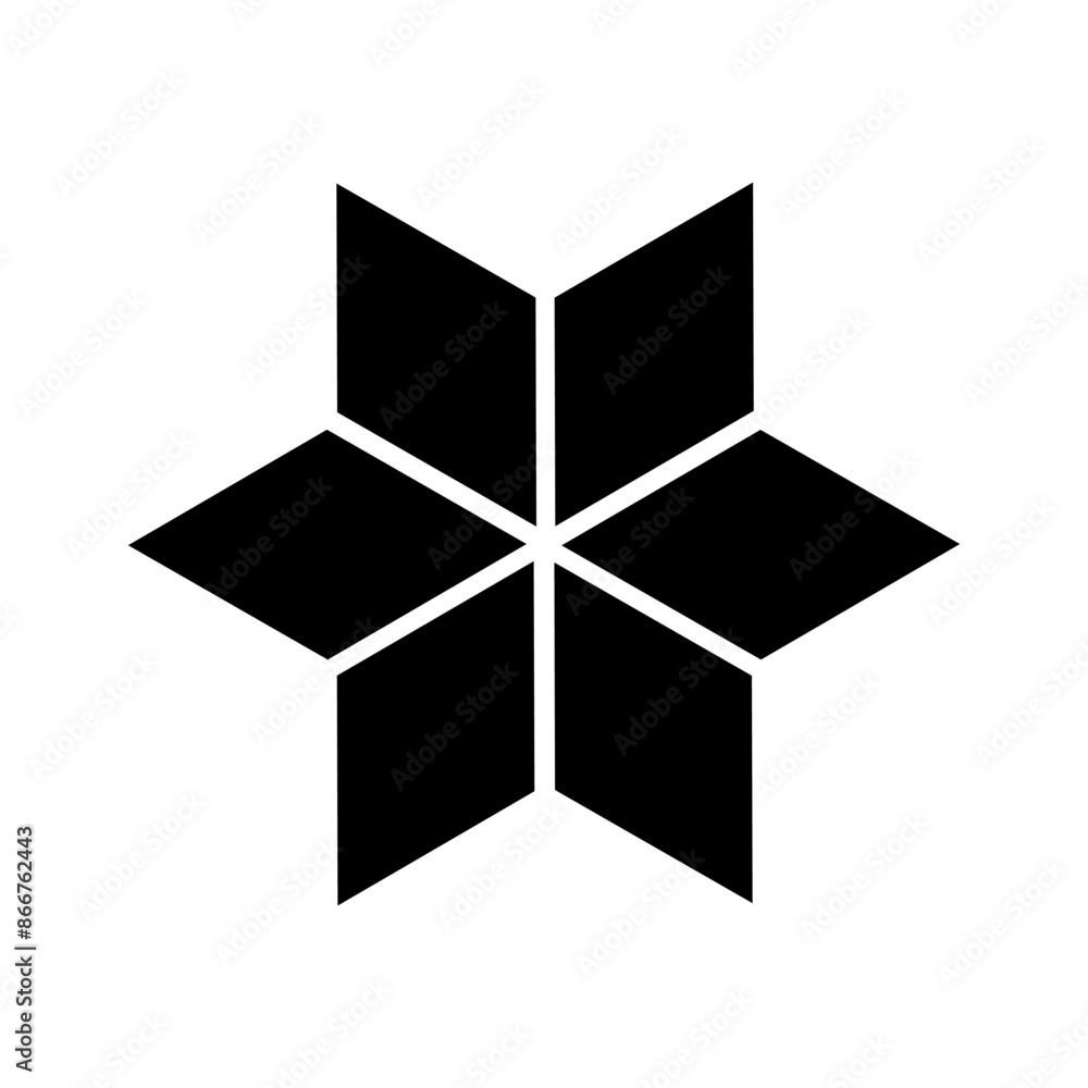Poster geometric star icon. black abstract shape. minimalistic vector design. simple 3d symbol.