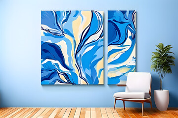 Abstract floral shapes, reminiscent of algae and leaves, dance across the canvas in a contemporary Fauvist style. This bold and dynamic background bursts with energy and creativity.
