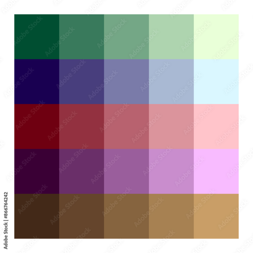 Poster color gradient squares. grid pattern display. various shades presented. vector illustration.