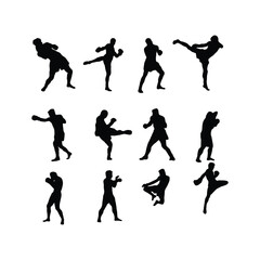 silhouettes of muay thai 