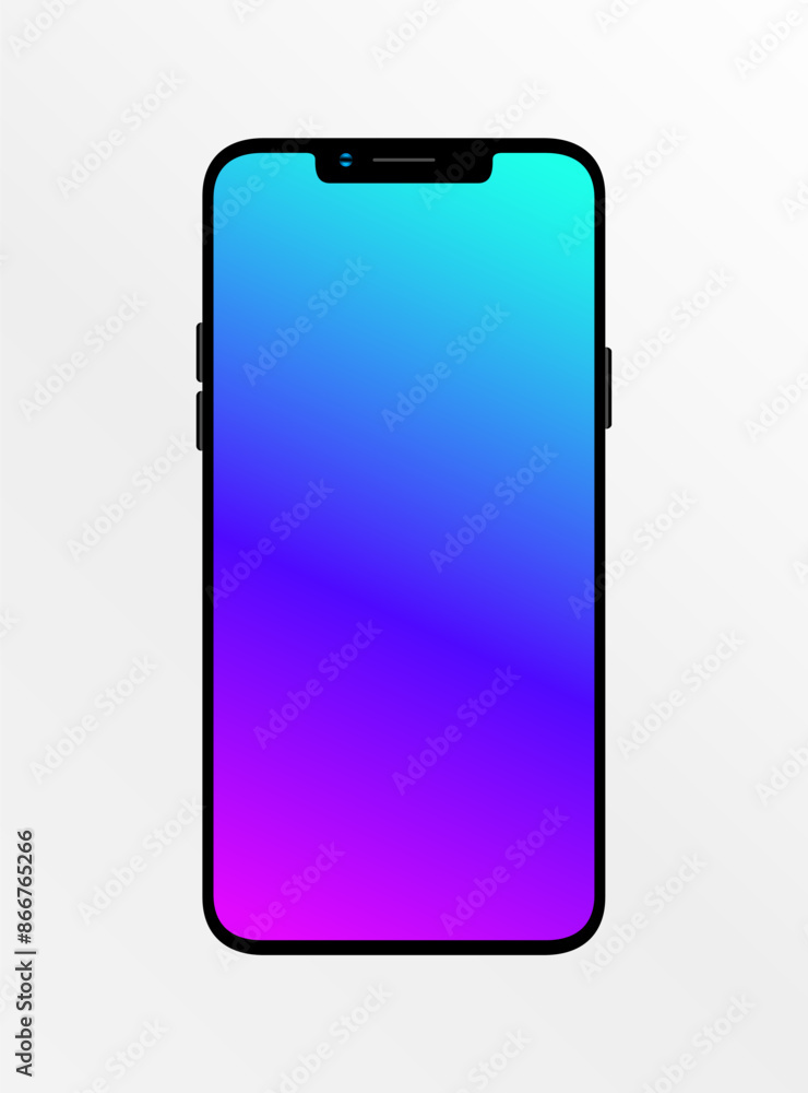 Poster realistic notch modern smartphone slim bezels with buttons branding mockup detailed isolated office 