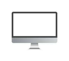Monitor on a transparent background. Imac in a realistic style mockup front view with blank screen. A computer. Personal computer on a white background. Vector