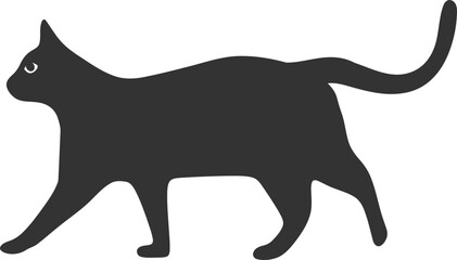 Walking Black Cat Silhouette 