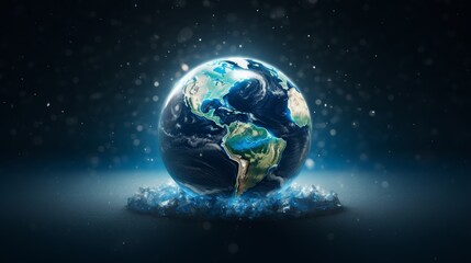 Fototapeta premium Earth globe in galaxy space art, astronomy and science concept for earth hour earth day event