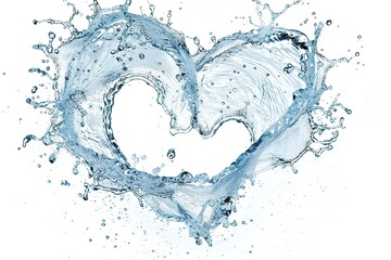 Obraz premium Splash of water forms heart shape. Water frame. Suitable for romantic themes, environmental campaigns and clean water initiatives.