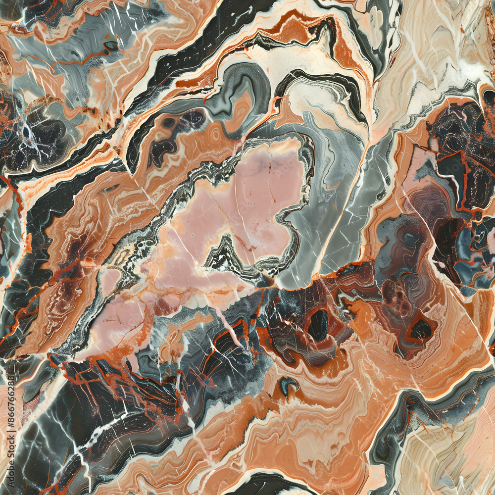 Poster Natural stone onyx is showing colorful wavy pattern for background