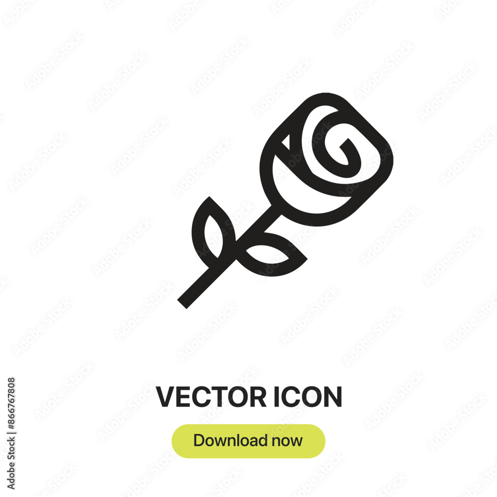 Poster rose icon vector. linear-style sign for mobile concept and web design. rose symbol illustration. pix