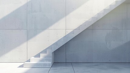 Obraz premium Minimal style white concrete stairs and wall with empty space Symbolizing success
