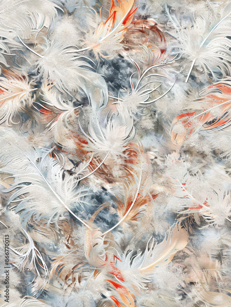 Poster Delicate and intricate feather pattern creates a soft and airy backdrop