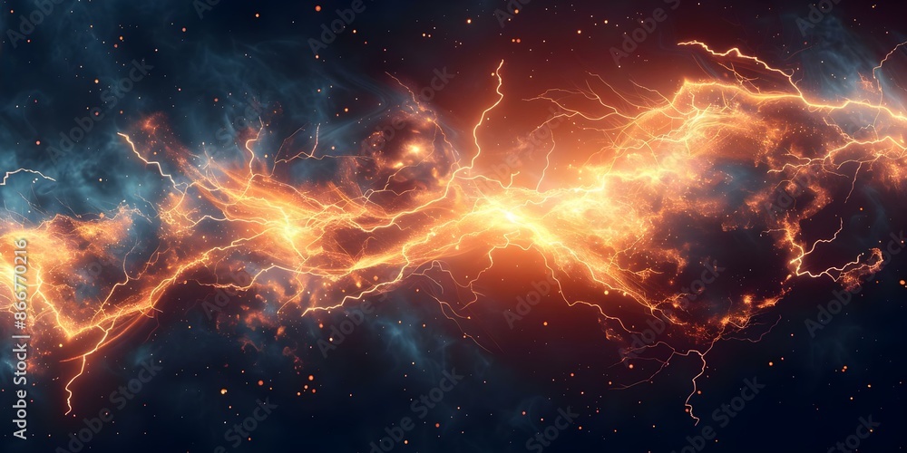 Aufkleber abstract background with realistic lightning effect and powerful electric sparks. concept lightning 