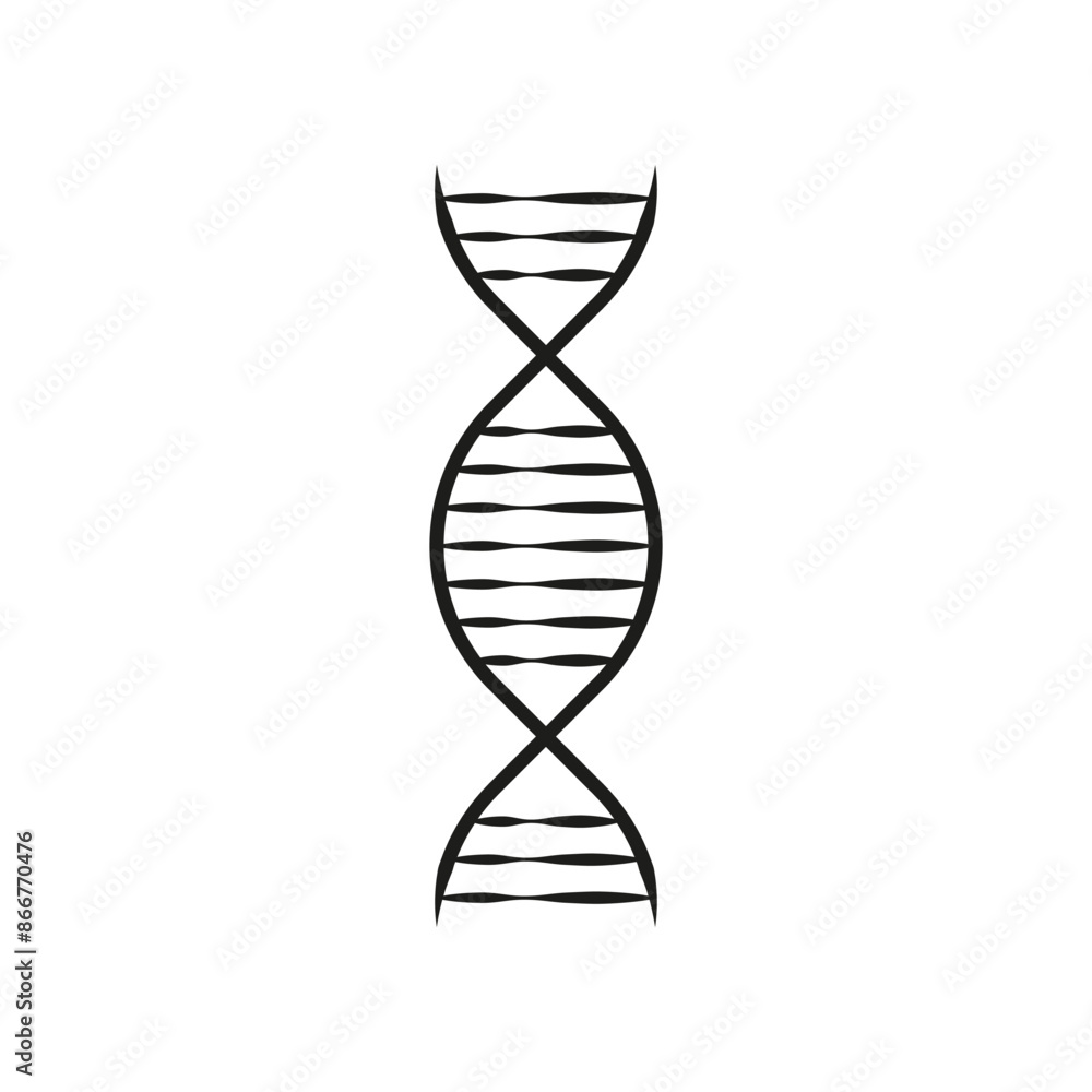 Poster dna helix icon. black vector design. genetic science symbol. simple linear style.