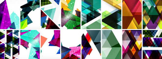 Triangles and circles abstract shapes templates set