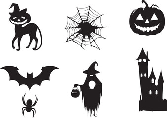 Fototapeta premium The Halloween vector, silhouette style, white background. 
