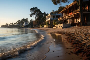 Manavgat, Turkey, Side Beach, with its crystal clear waters and ancient history., generative IA