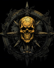 Skull and Compass Rose lurked in the shadows