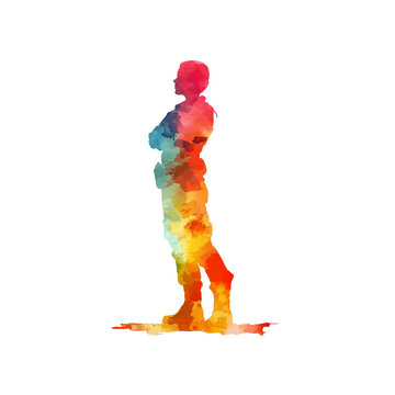 recommend clip art: abstract color silhouette of pilot vector illustration in watercolor style