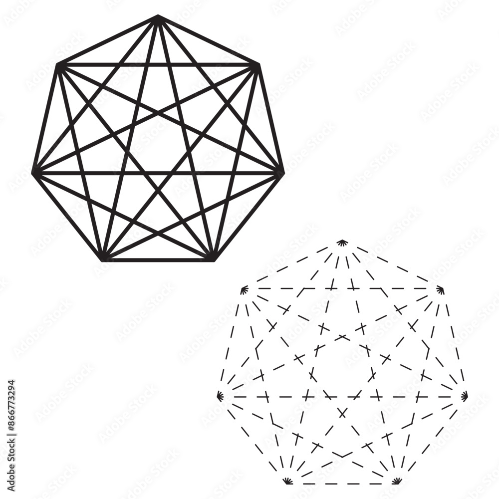 Poster geometric wireframe shapes. black outline vector. abstract star designs. minimalistic pattern.