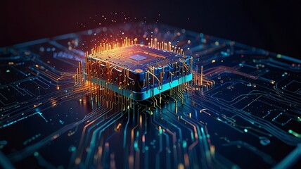 Free Photo Digital AI chip integral into abstract technology brain ai on dark blue background
 
