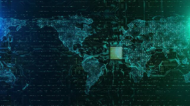 Global network connection and data connections World map technology background, Blockchain web 3.0 defi and crypto currency NFT concept. Bitcoin mining big data grid business Virtual reality