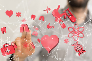 digital medical futuristic interface 3D rendering