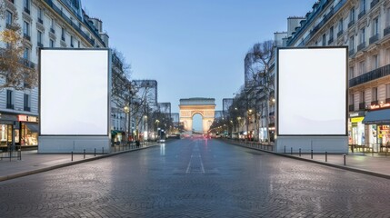 Naklejka premium Parisian Evening With Blank Canvas